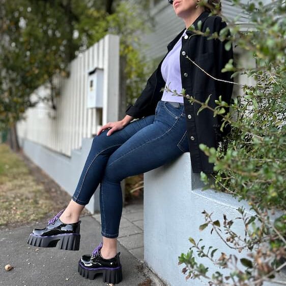 Purple and Black Loafers