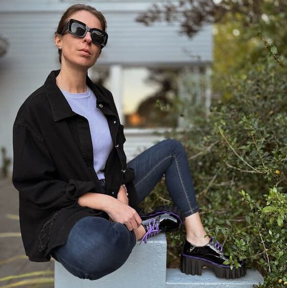 Purple and Black Loafers