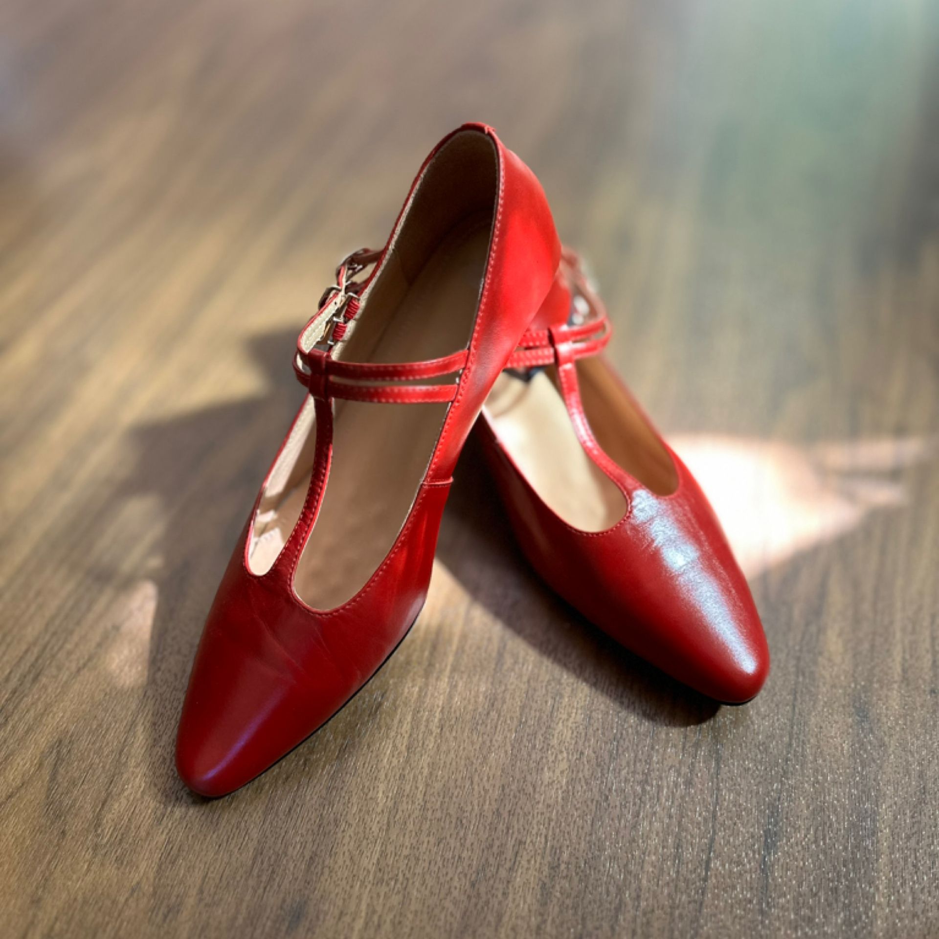 Red Pointed-toe Flats