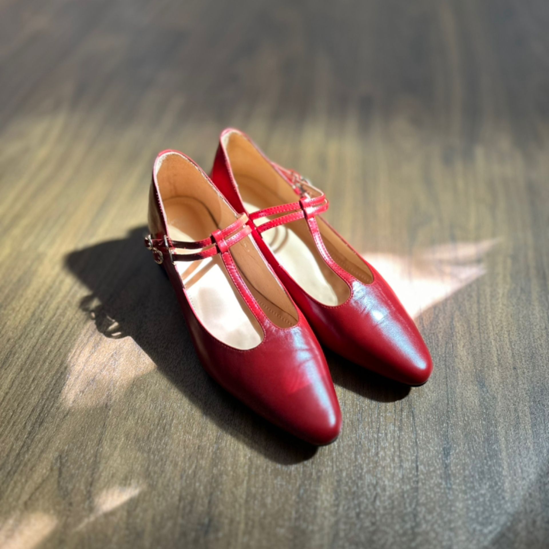Red Pointed-toe Flats