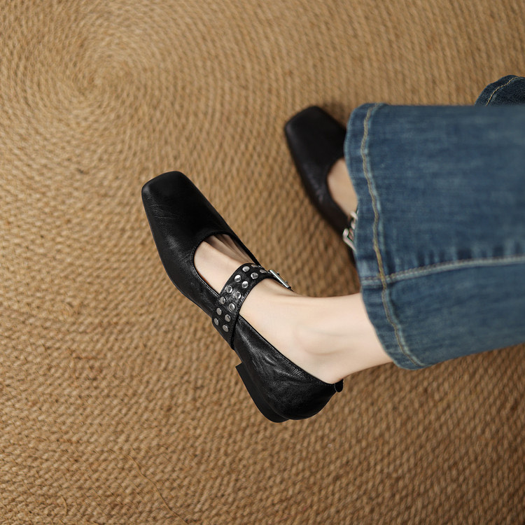 Buckle Black Flats