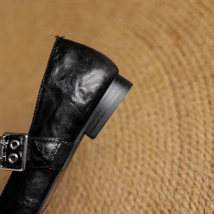 Buckle Black Flats