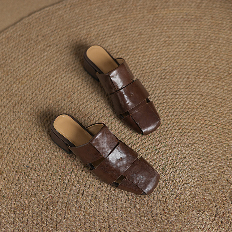 Chocolate Leather Mules