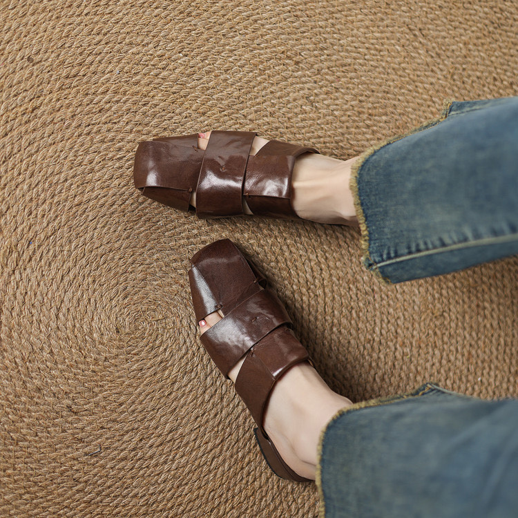 Chocolate Leather Mules