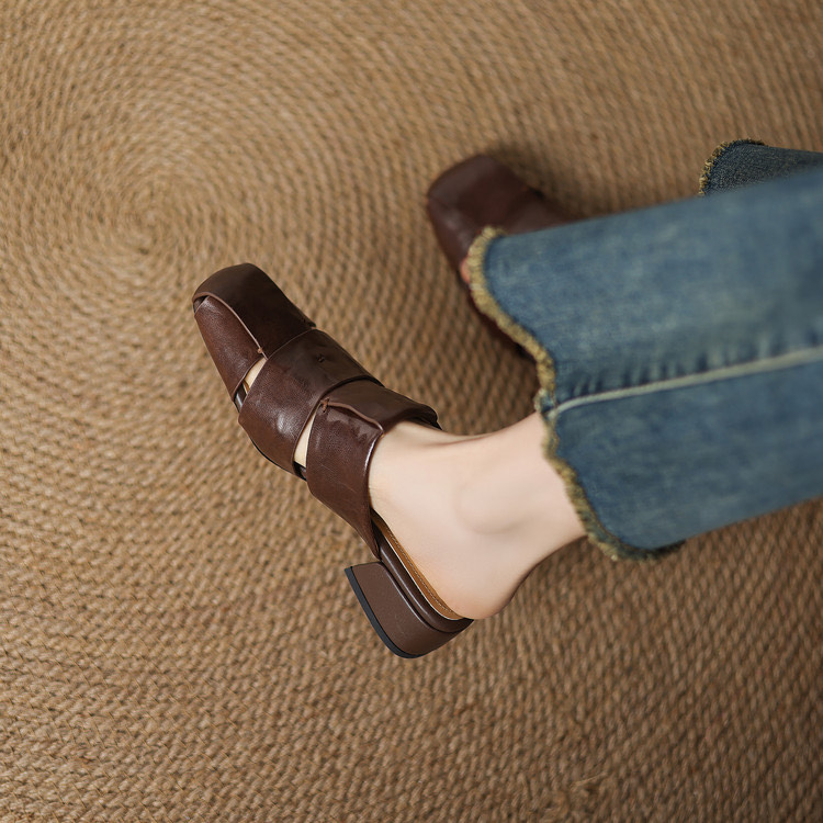 Chocolate Leather Mules