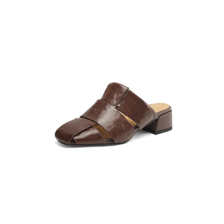 Chocolate Leather Mules
