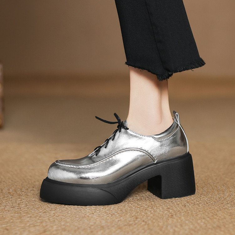 Metallic Silver Loafers