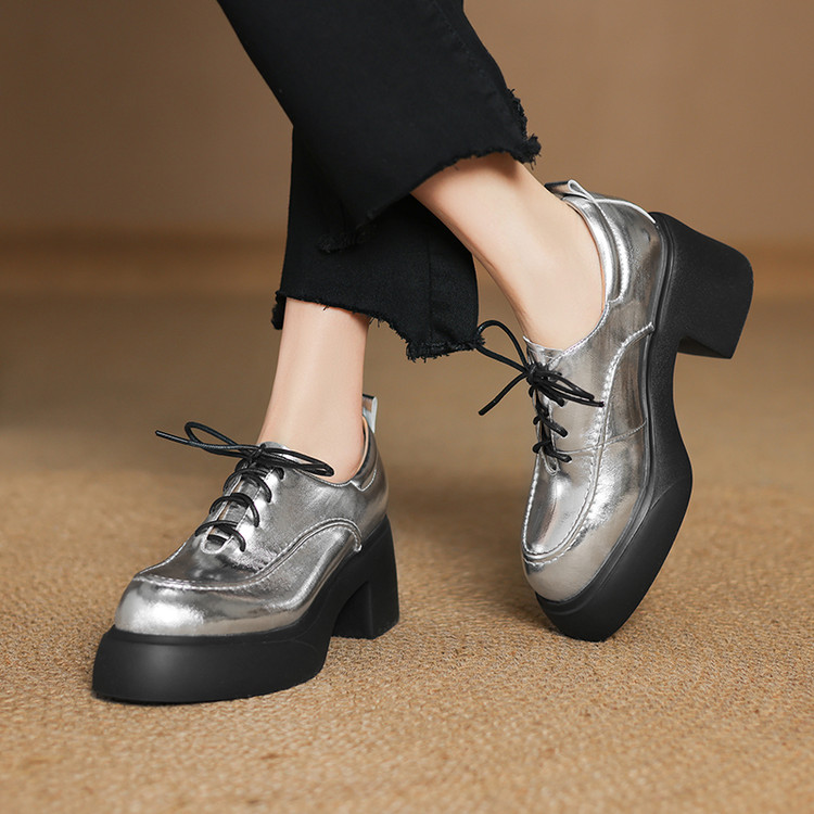 Metallic Silver Loafers
