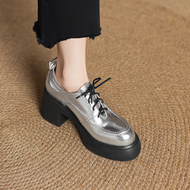Metallic Silver Loafers