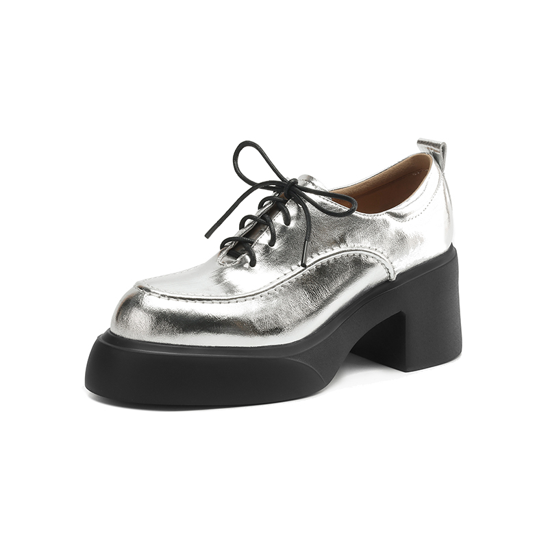 Metallic Silver Loafers