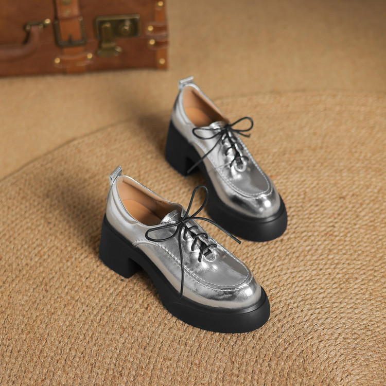 Metallic Silver Loafers
