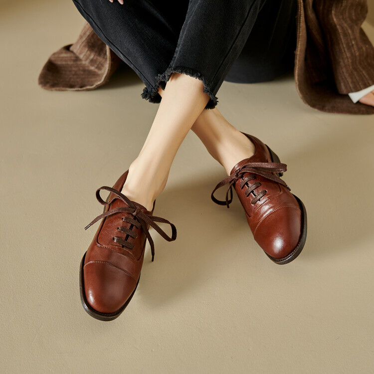 Brown Lace-up Loafers