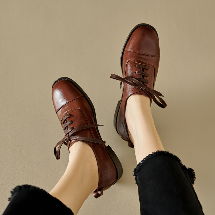 Brown Lace-up Loafers