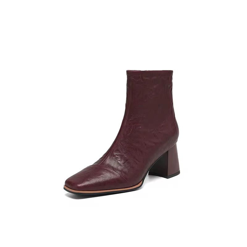 Wine-Red Ankle Boots