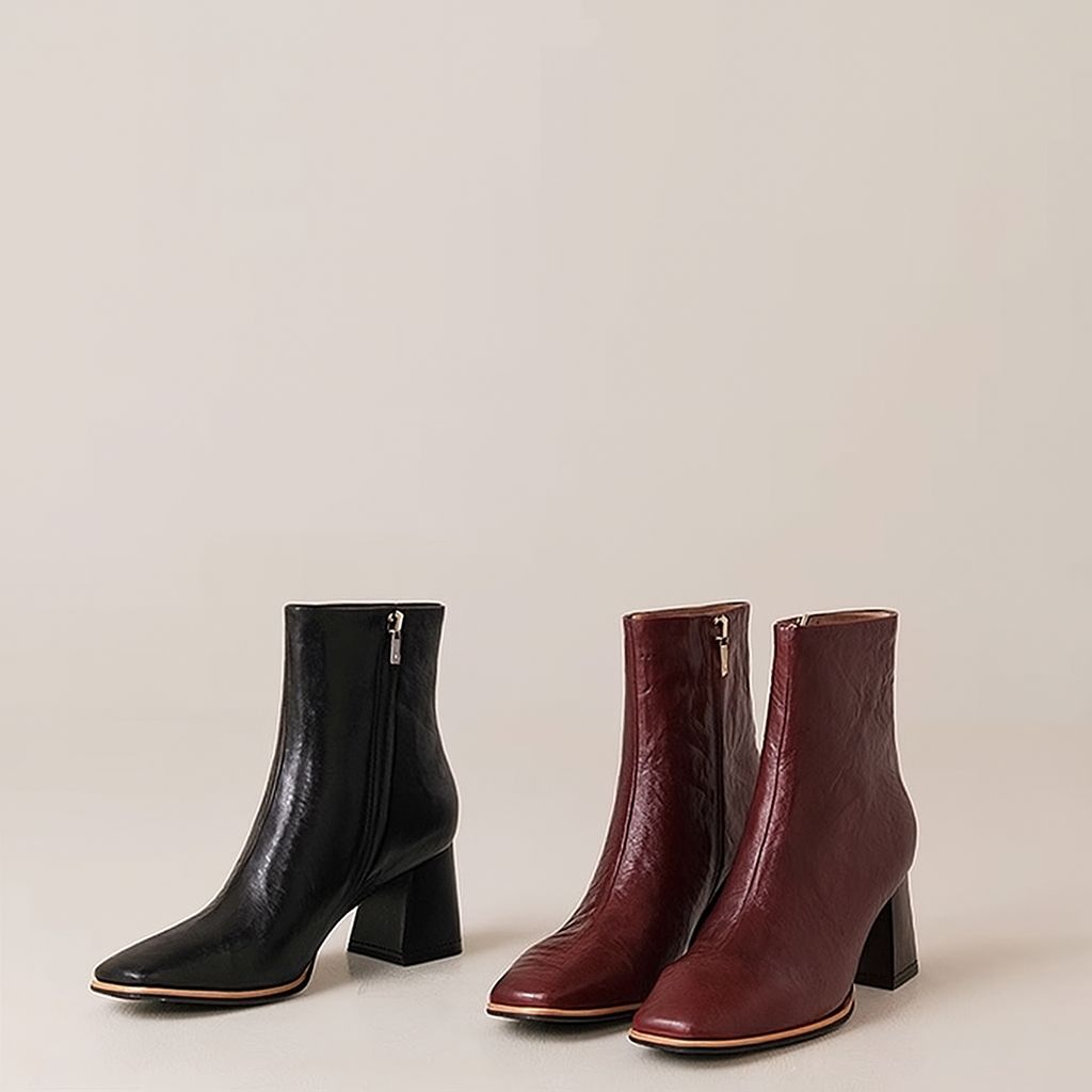 Wine-Red Ankle Boots