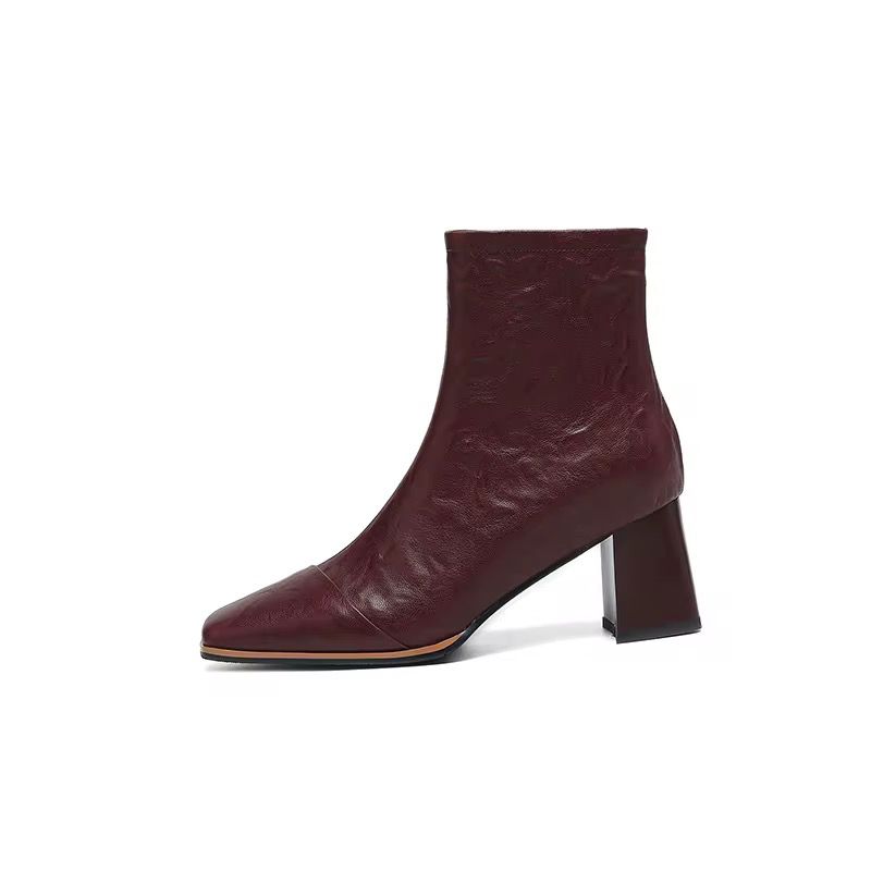 Wine-Red Ankle Boots