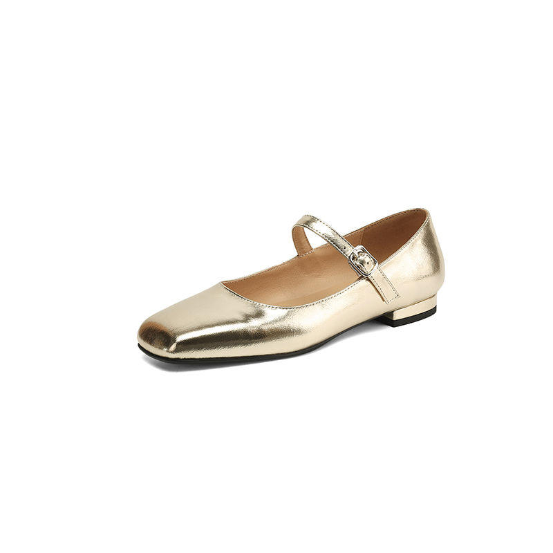 Gold Mary Jane's Flats