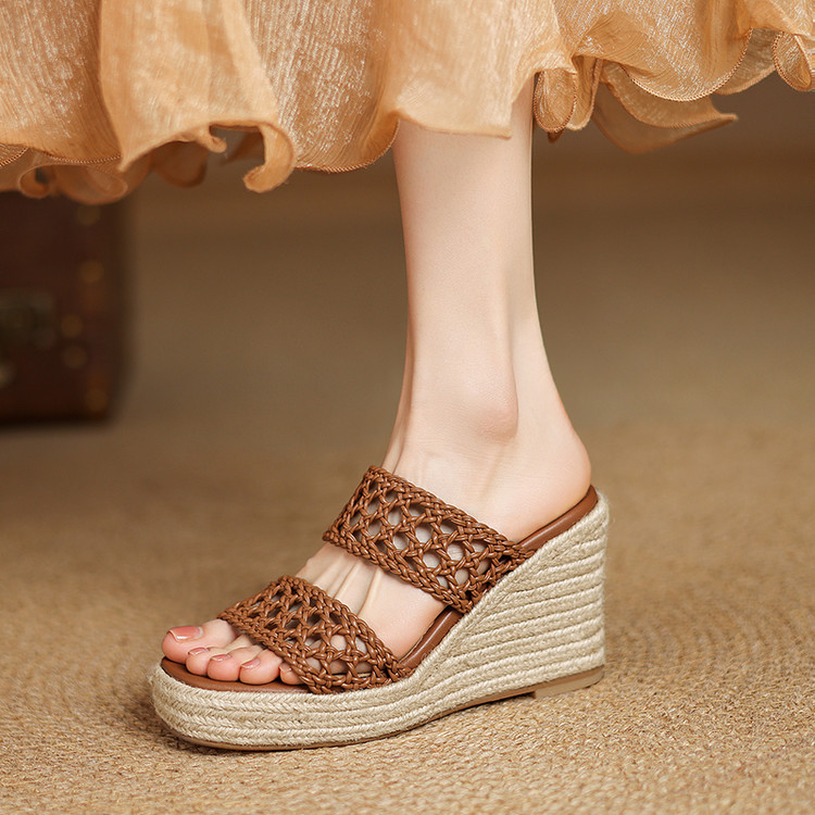 Brown Woven Wedges