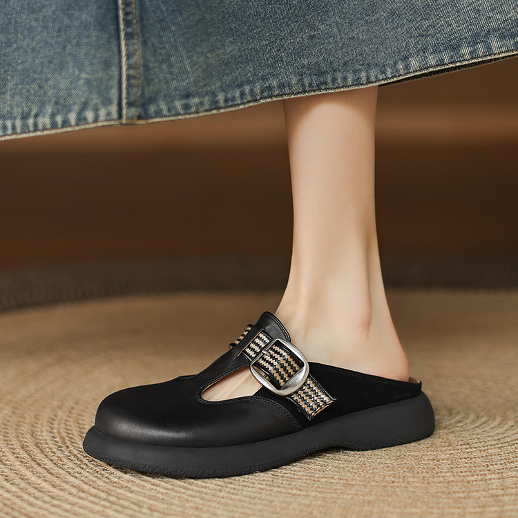 Black Buckle Clog Shoes