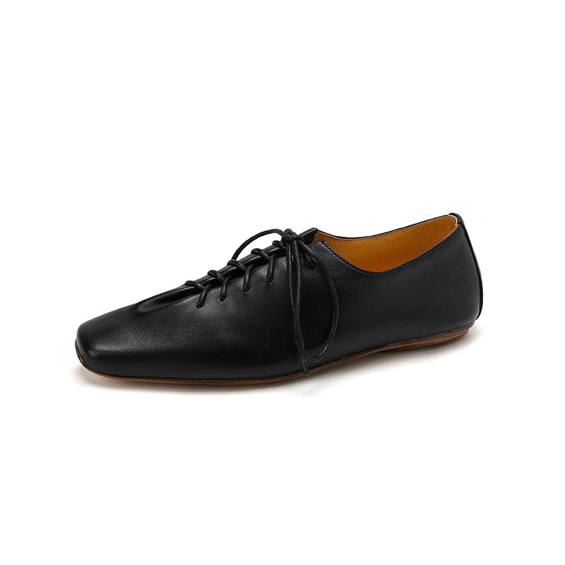 Black Lace-up Flats