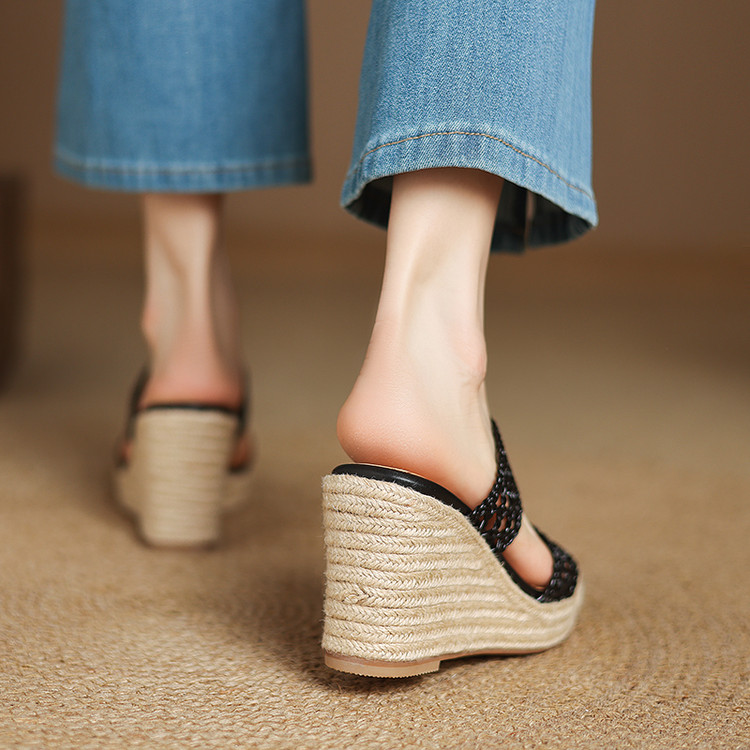 Black Wedge Sandals