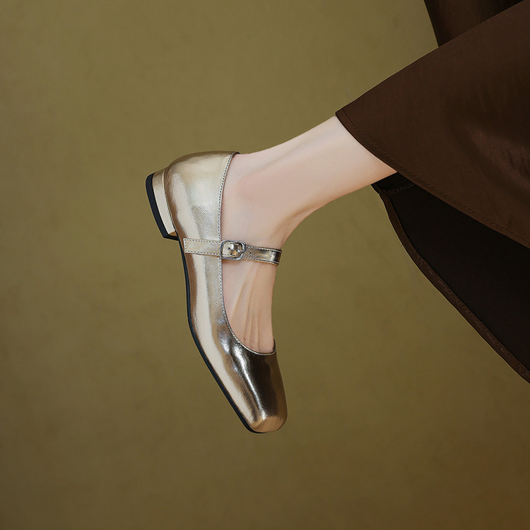 Gold Mary Jane's Flats
