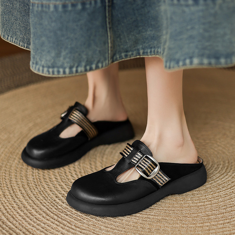 Black Buckle Clog Shoes