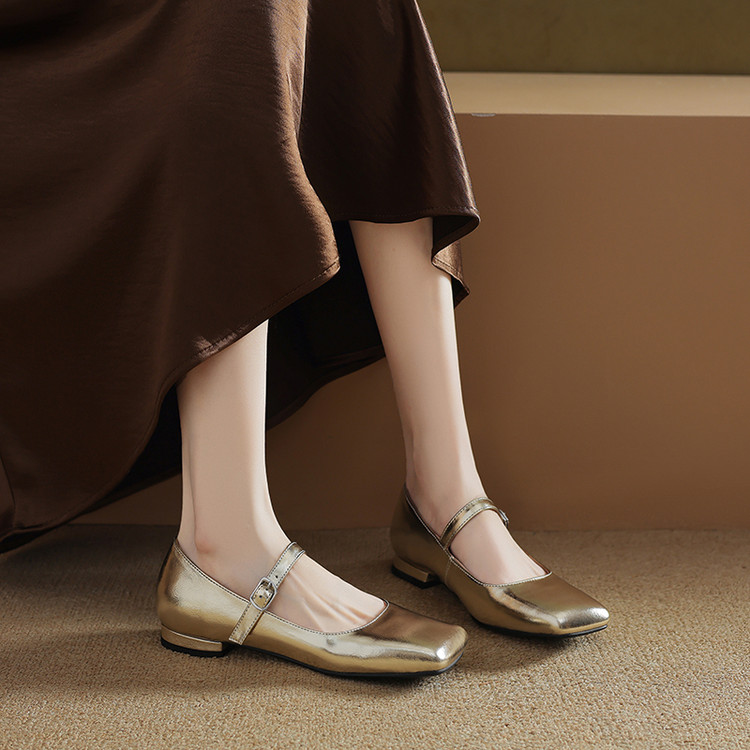 Gold Mary Jane's Flats