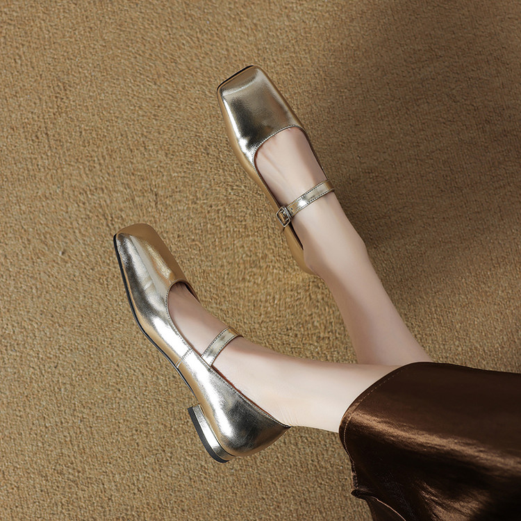 Gold Mary Jane's Flats