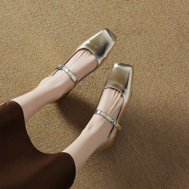 Gold Mary Jane's Flats