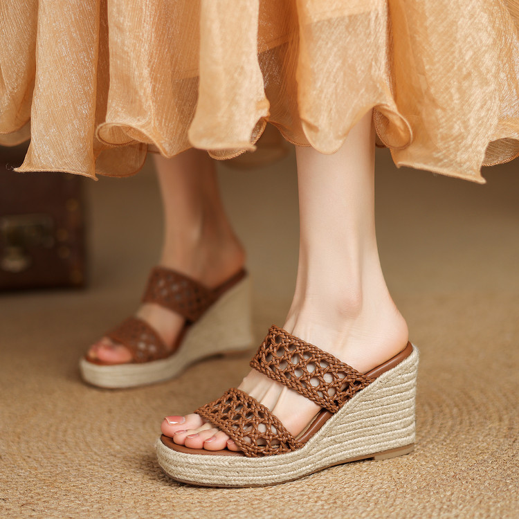Brown Woven Wedges