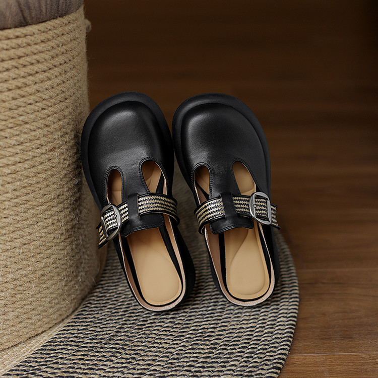 Black Buckle Clog Shoes