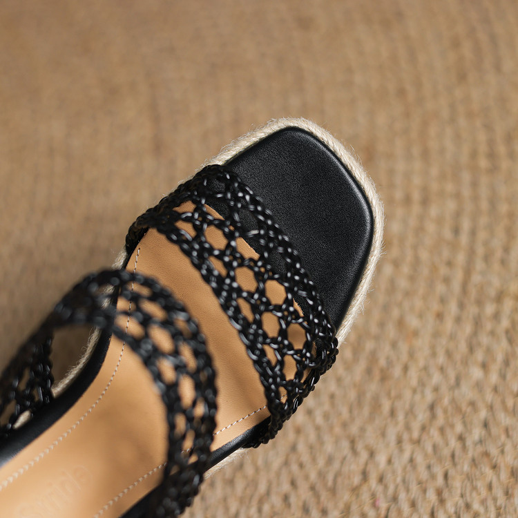 Black Wedge Sandals