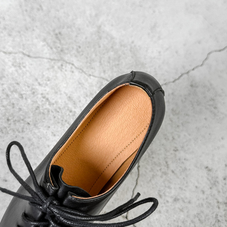 Black Lace-up Flats