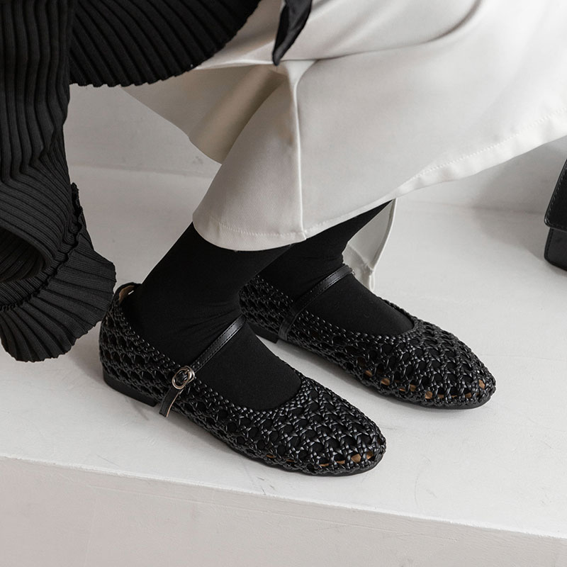 Black Woven Sandals
