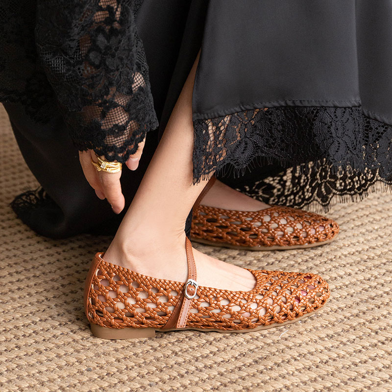 Brown woven sandals