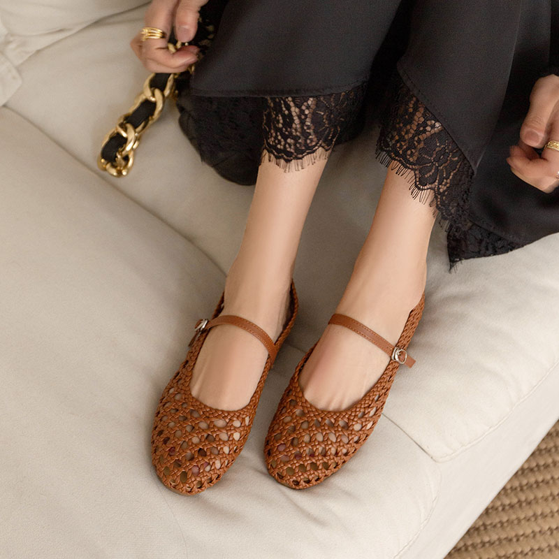 Brown woven sandals
