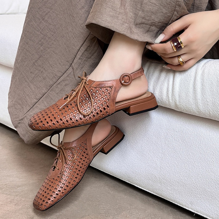 Brown Woven Sandals