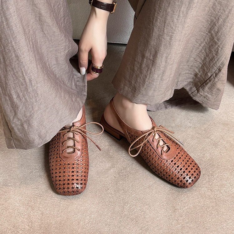 Brown Woven Sandals