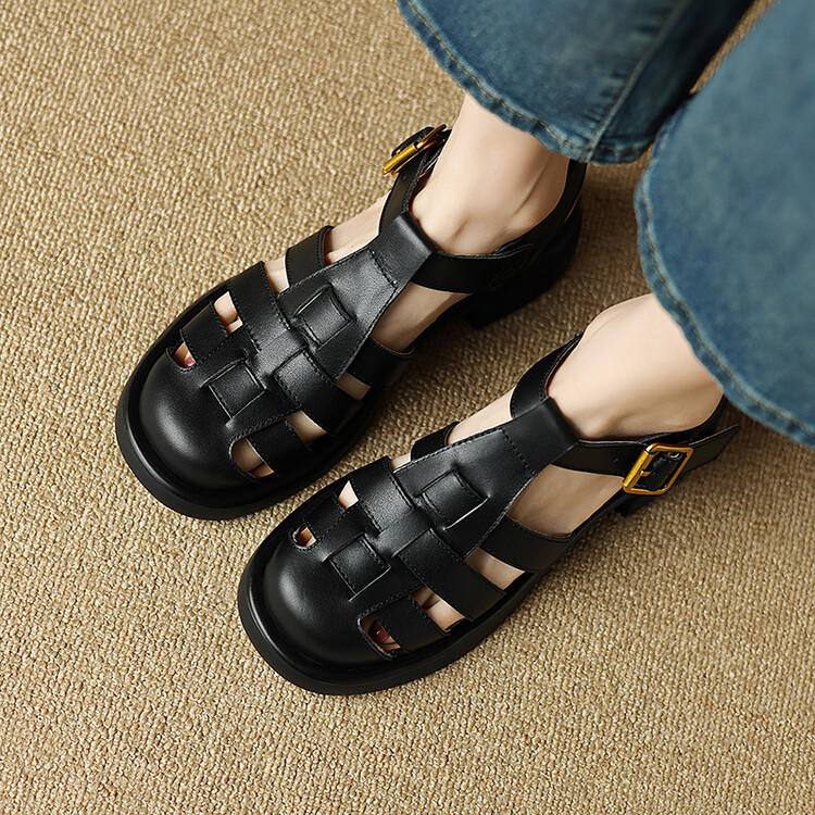 Black Fisherman Sandals