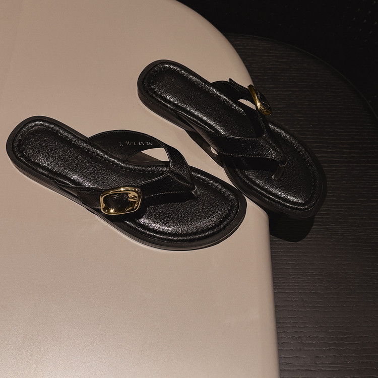Black Buckle Sandals