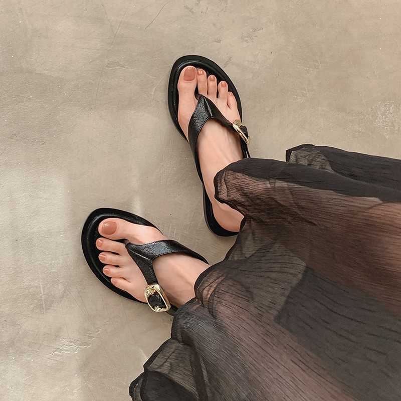 Black Buckle Sandals