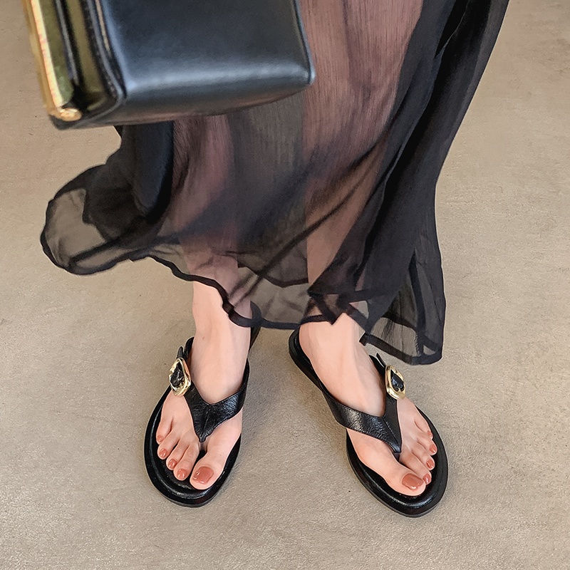 Black Buckle Sandals