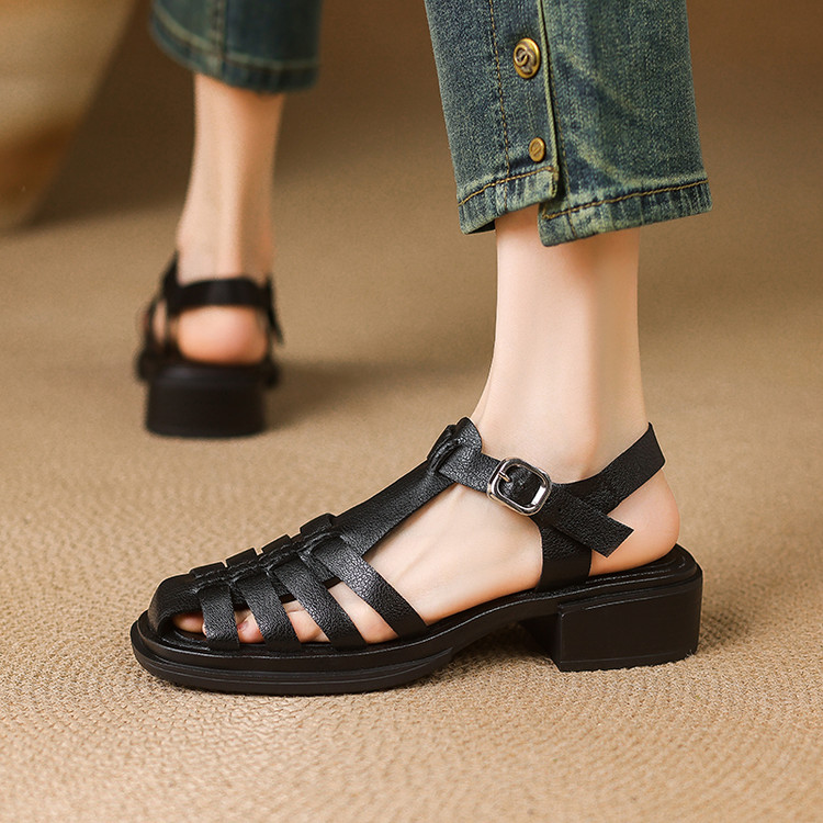 Fisherman Black Sandals