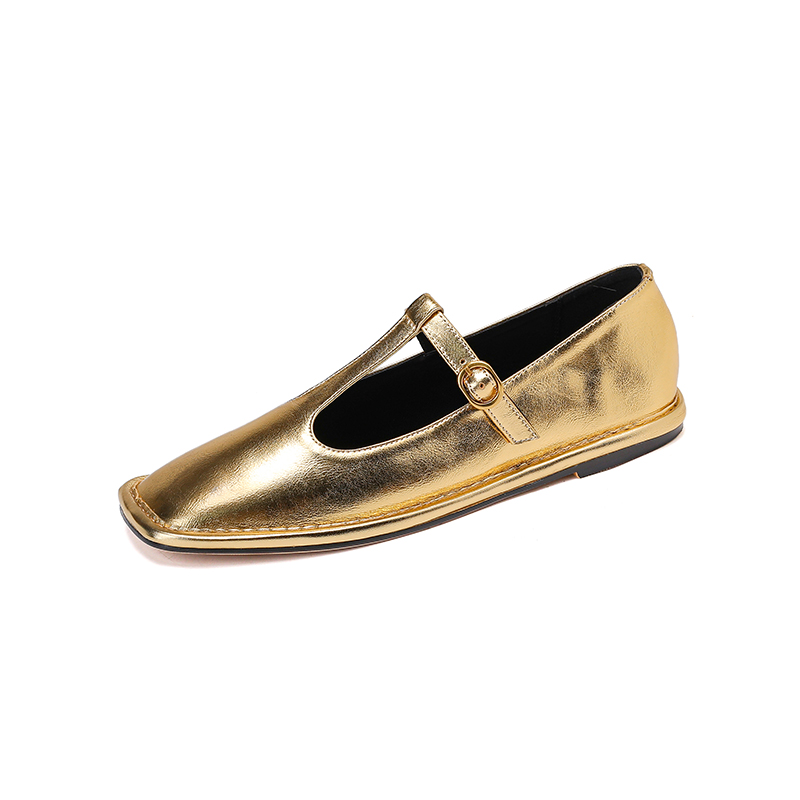 Gold Mary Jane Flats