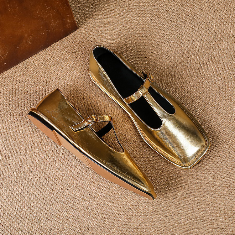 Gold Mary Jane Flats