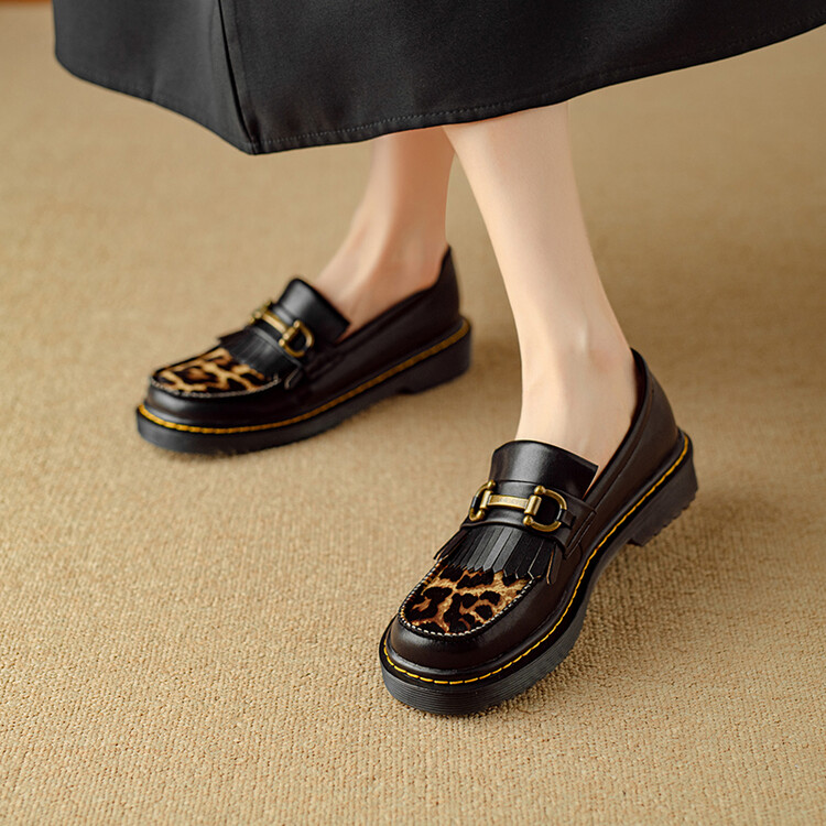 Black Leopard Loafer