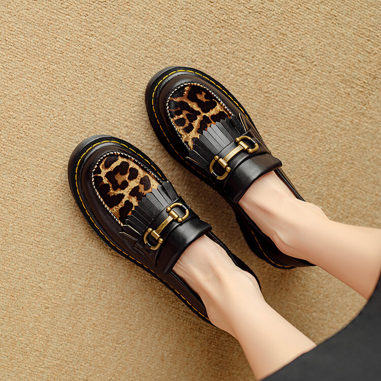 Black Leopard Loafer