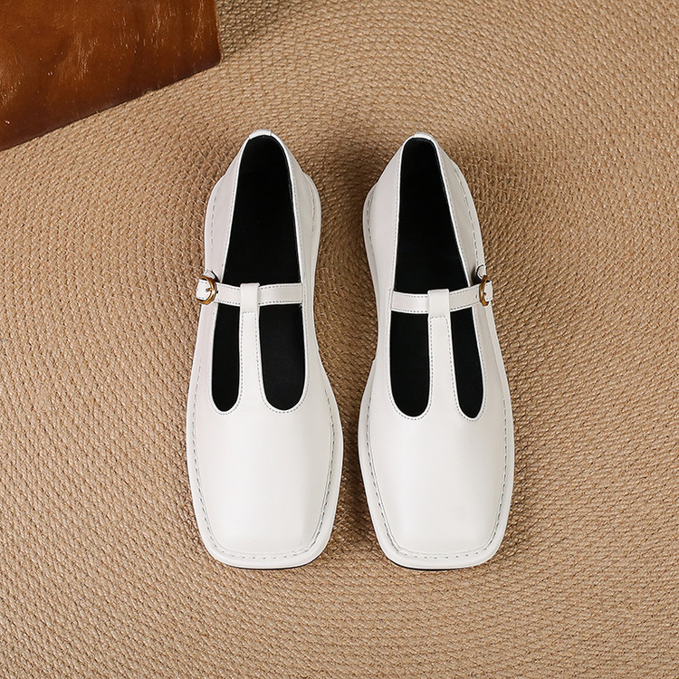 White Mary Jane Flats