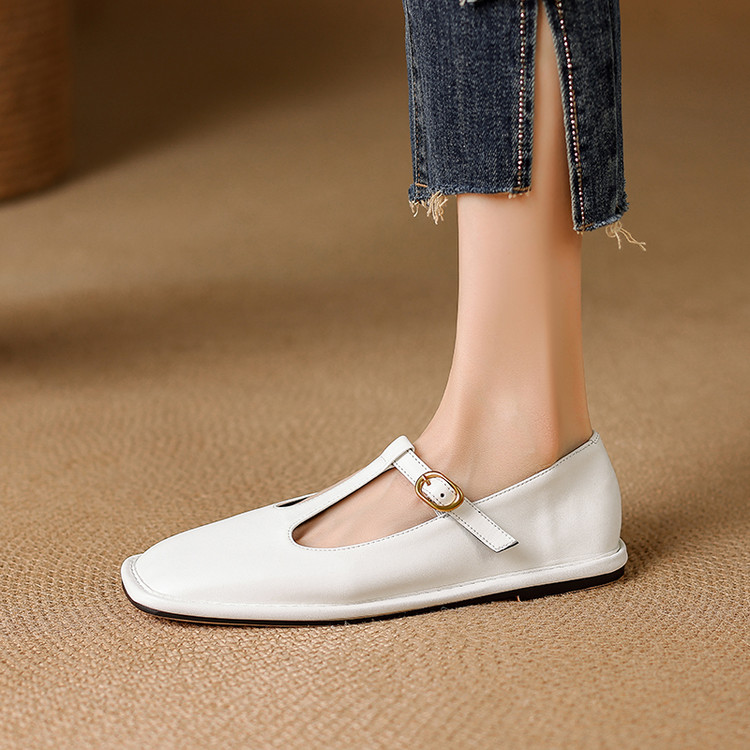 White Mary Jane Flats